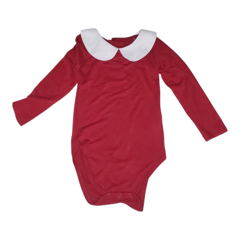 Posh Peanut One-piece Bodysuit Long-sleeve Peter Pan Collar Red|White 6-12 Month